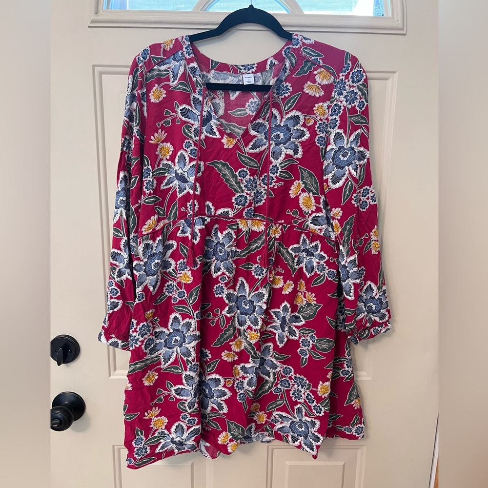 Old Navy boho red tassel red floral dress / or tunic